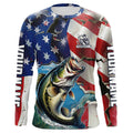 Personalized American Flag Bass Long Sleeve Fishing, Patriotic Bass Fisherman