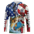 Personalized American Flag Walleye Long Sleeve Fishing, Patriotic Walleye Fisherman