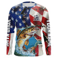 Personalized American Flag Walleye Long Sleeve Fishing, Patriotic Walleye Fisherman