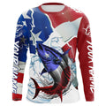 Tuna Fishing American Flag Custom Performance Long Sleeve Fishing, Patriotic Fishing Gifts