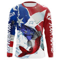 Walleye Fishing American Flag Custom Performance Long Sleeve Fishing, Patriotic Fishing Gifts