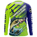 Personalized Walleye Fishing Tournament Long Sleeve, Blue And Green Fishing