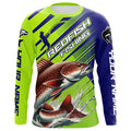 Personalized Redfish Fishing Tournament, Long Sleeve Performance In Blue and Green