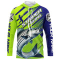 Personalized Striped Bass Fishing Tournament, Performance Long Sleeve In Blue and Green