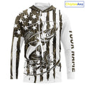 Custom Patrotic Walleye Long Sleeve Camo Fishing, Walleye US Fishing
