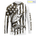 Custom Patrotic Crappie Long Sleeve Hooded Camo Fishing, Crappie US Fishing