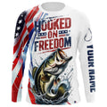 American Flag Bass Fishing Custom Long Sleeve Fishing, Patriotic Bass Fishing