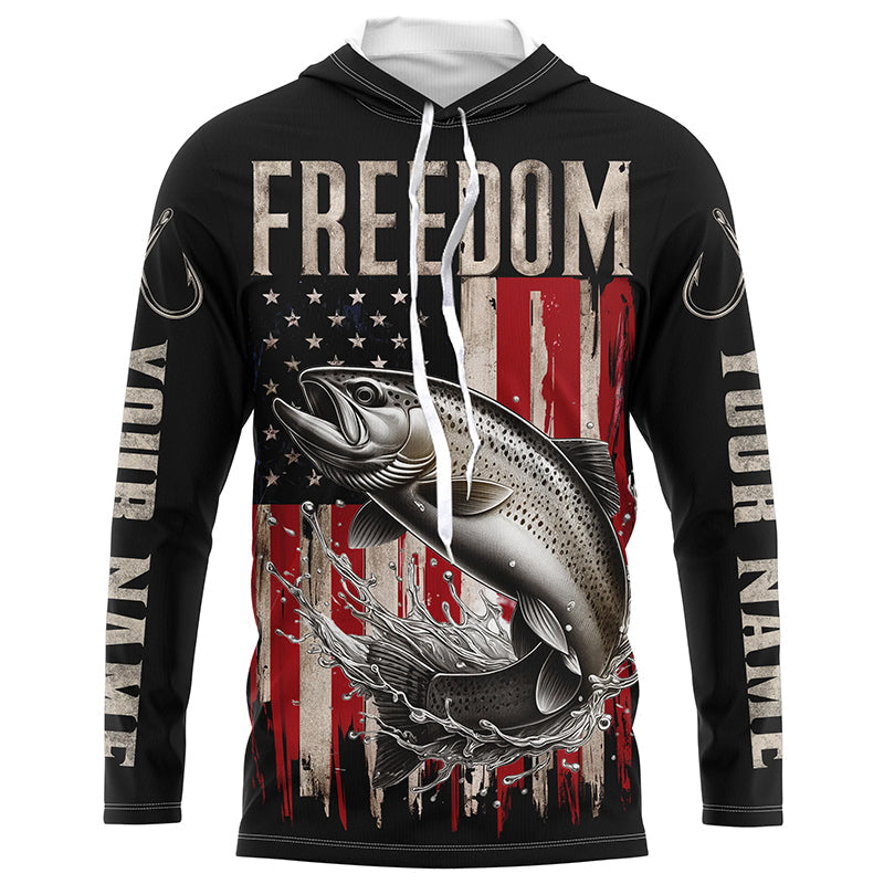 Personalized Patriotic Trout Long Sleeve Uv Protection Fishing, American Flag Fishing