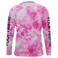 Pink Shibori Tie Dye Camo Long Sleeve Uv Protection Fishing, Personalized Fishing