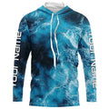 Blue Sea Waves Ocean Camo Long Sleeve Uv Protection Fishing, Personalized Fishing