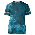 Blue Sea Waves Ocean Camo Long Sleeve Uv Protection Fishing, Personalized Fishing