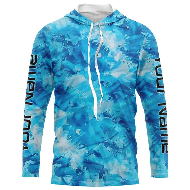 Blue Sea Waves Ocean Camo Long Sleeve Uv Protection Fishing, Personalized Fishing