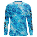 Blue Sea Waves Ocean Camo Long Sleeve Uv Protection Fishing, Personalized Fishing
