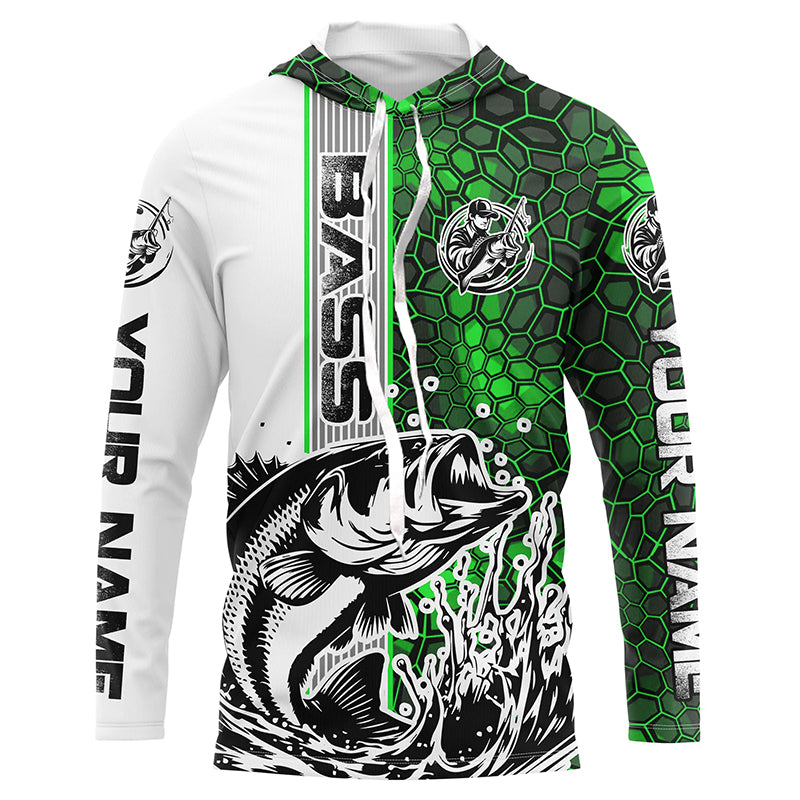 Largemouth Bass Fishing Custom Long Sleeve Tournament, Bass Fishing | Green Camo