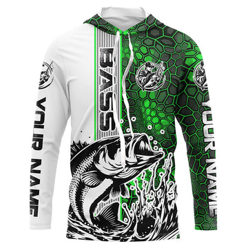 Largemouth Bass Fishing Custom Long Sleeve Tournament, Bass Fishing | Green Camo