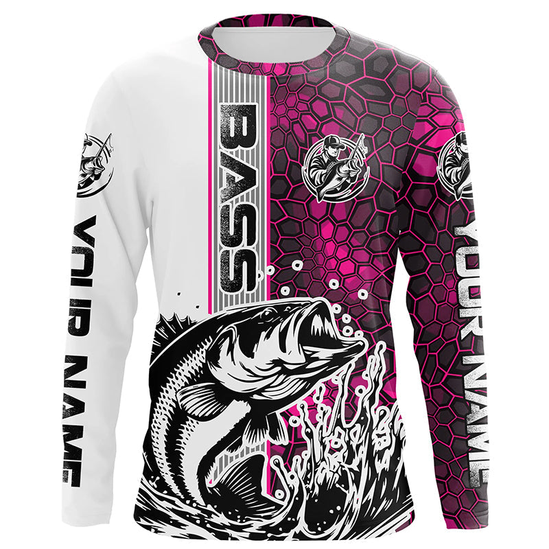 Largemouth Bass Fishing Custom Long Sleeve Tournament, Bass Fishing | Pink Camo