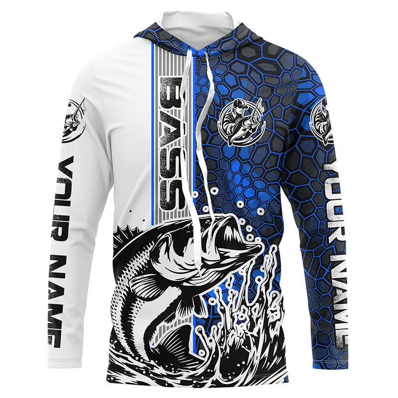 Largemouth Bass Fishing Custom Long Sleeve Tournament, Bass Fishing | Water Blue Camo