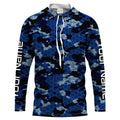 Custom Blue Fishing camo Long Sleeve performance Fishing, UV Protection Fishing apparel