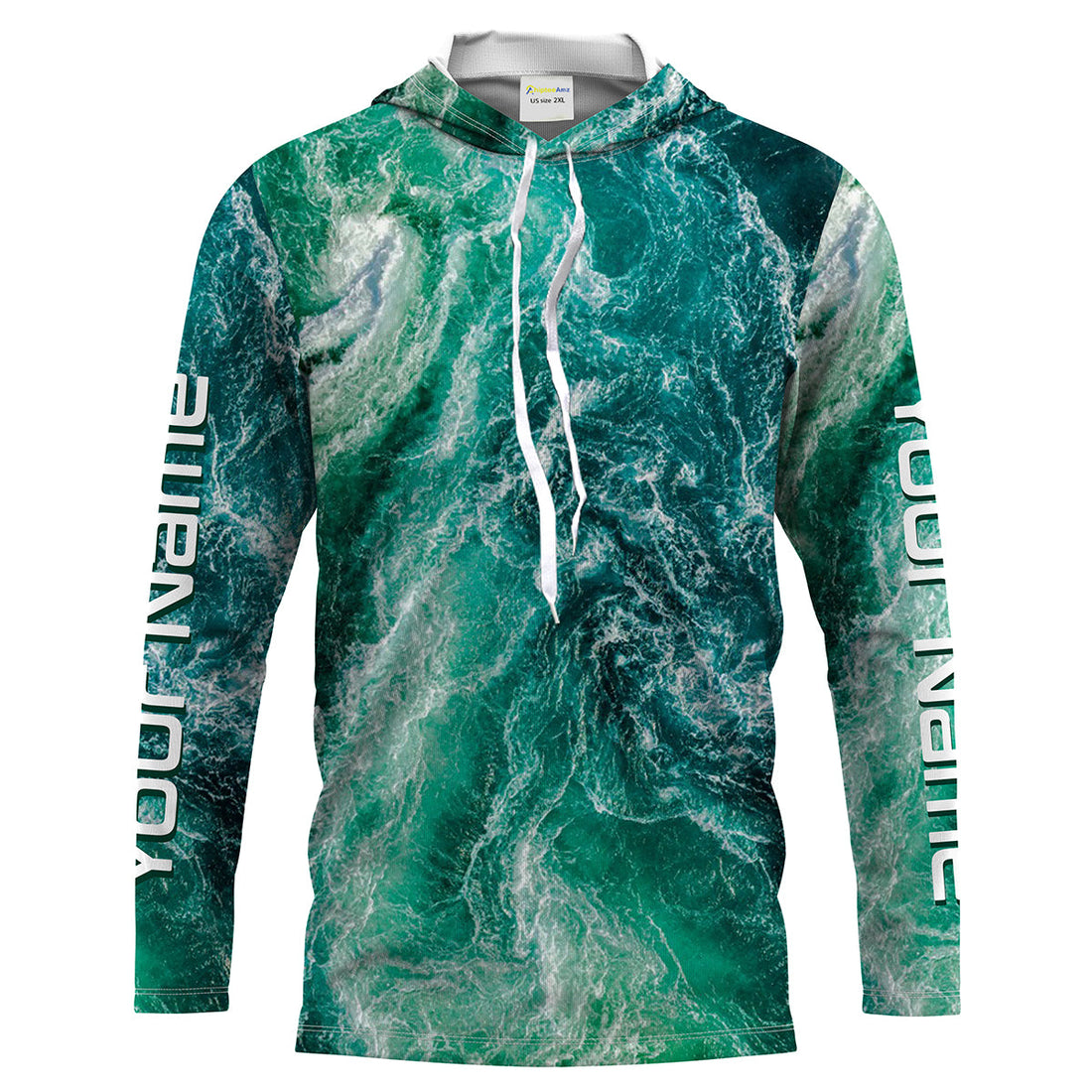 Custom Saltwater Long sleeve Fishing UV Protection, Sea wave camo Fishing