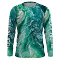 Custom Saltwater Long sleeve Fishing UV Protection, Sea wave camo Fishing