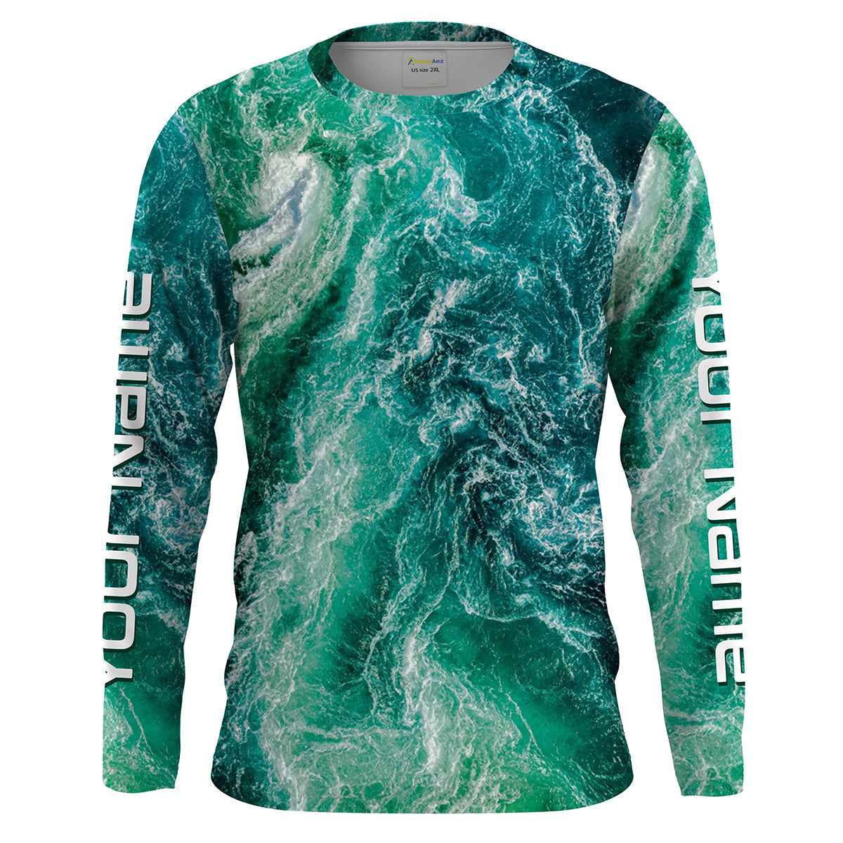 Custom Saltwater Long sleeve Fishing UV Protection, Sea wave camo Fishing