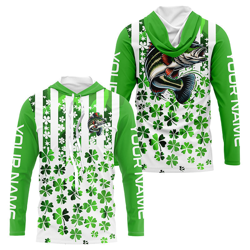 Personalized St Patrick'S Day Bass Long Sleeve Fishing, Patriotic Bass Fishing