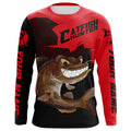 Angry Catfish Custom Long Sleeve Fishing, Catfish Hunter Fishing | Black And Red
