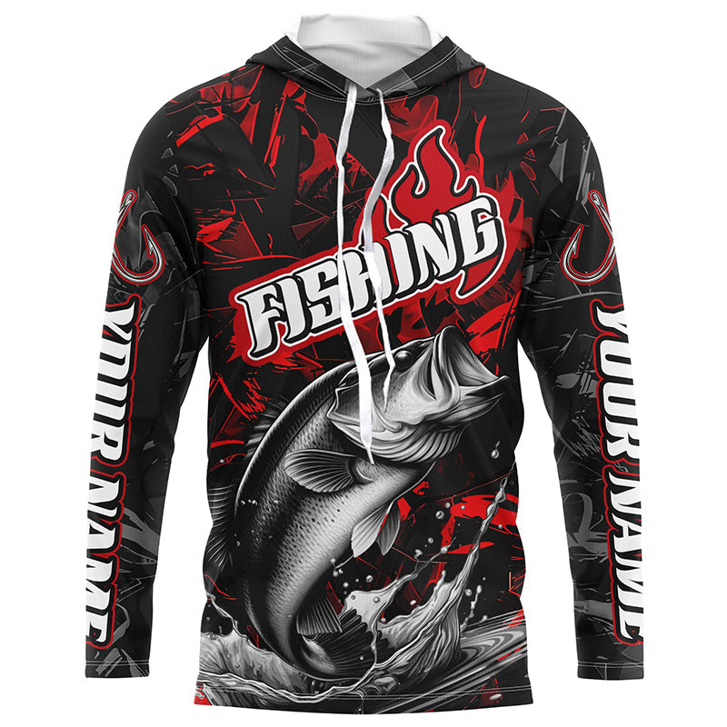 Largemouth Bass Fishing Custom Long Sleeve, Bass Tournament Fishing | Red Camo
