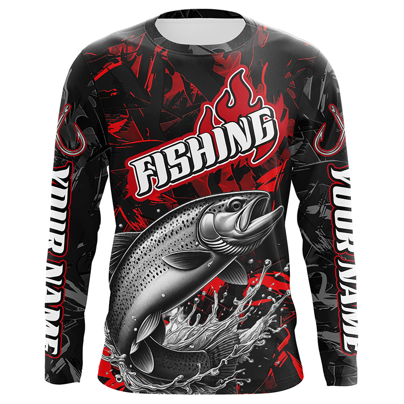 Rainbow Trout Fishing Custom Long Sleeve, Fly Fishing Trout Fishing | Red Camo