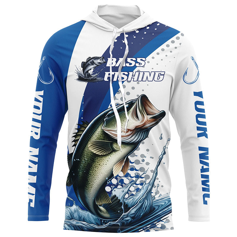 Custom Bass Long Sleeve Fishing, Bass Fishing Tournament | Blue