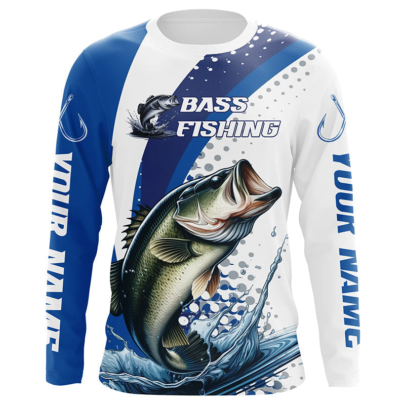 Custom Bass Long Sleeve Fishing, Bass Fishing Tournament | Blue