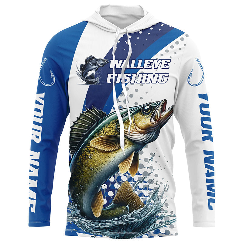 Custom Walleye Long Sleeve Fishing, Walleye Fishing Tournament | Blue