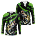 Black And Green Custom Bass Fishing, Largemouth Bass Long Sleeve Tournament Fishing