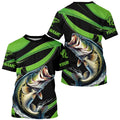 Black And Green Custom Bass Fishing, Largemouth Bass Long Sleeve Tournament Fishing