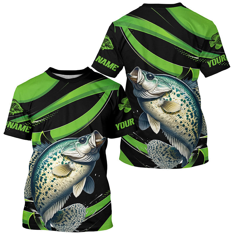 Black And Green Custom Crappie Fishing, Crappie Long Sleeve Tournament Fishing