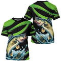 Black And Green Custom Walleye Fishing, Walleye Long Sleeve Tournament Fishing