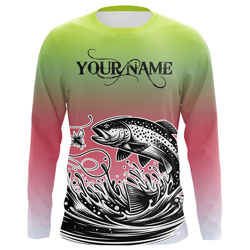 Rainbow Trout Custom Long Sleeve Tournament Fishing, Trout Uv Protection Fishing