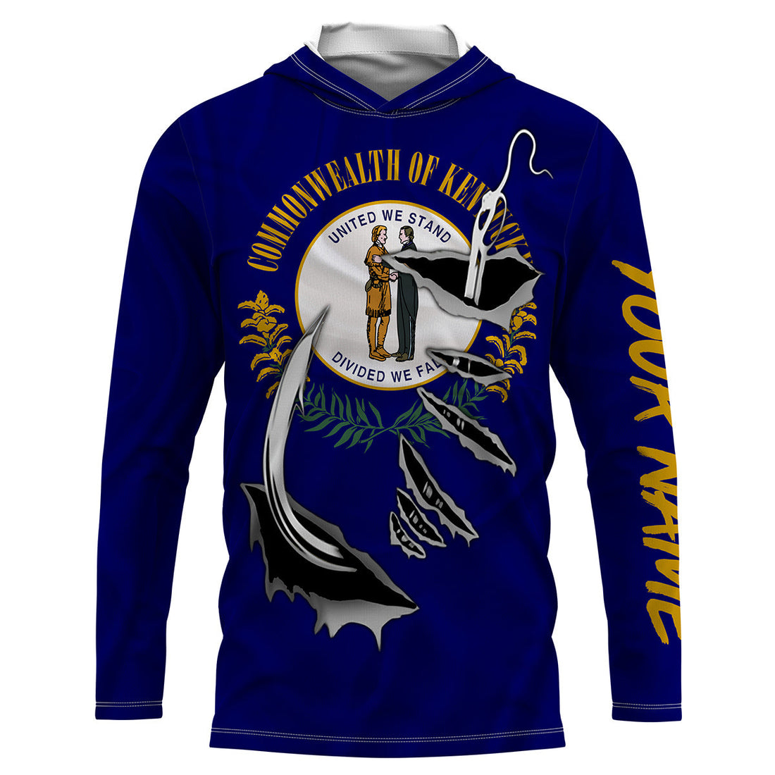 Kentucky Flag 3D Fish Hook UV Protection Custom Long Sleeve performance Fishing IPHW491