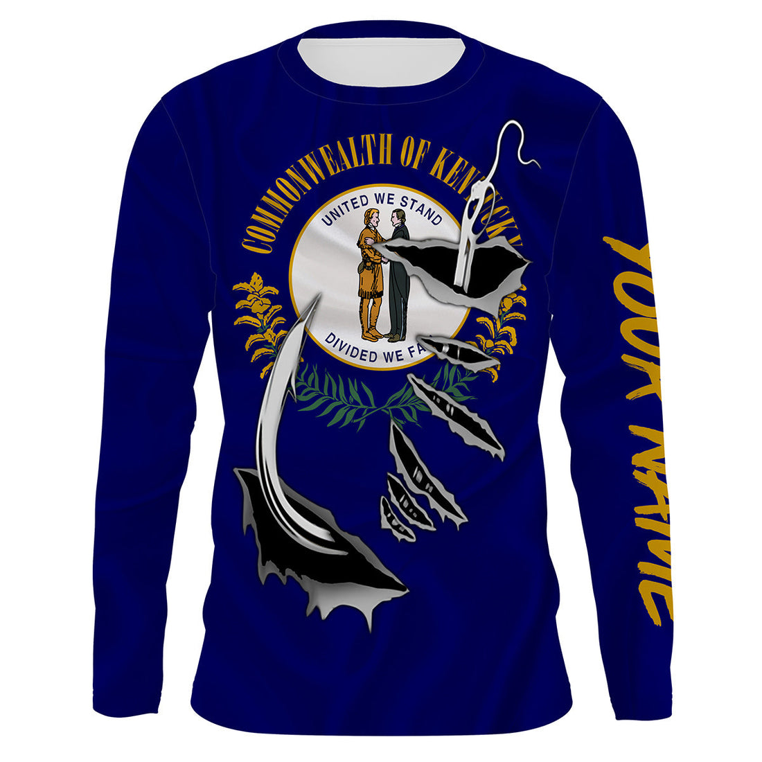 Kentucky Flag 3D Fish Hook UV Protection Custom Long Sleeve performance Fishing IPHW491