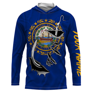 NewHampshire Flag 3D Fish Hook UV Protection Custom Long Sleeve performance Fishing IPHW498