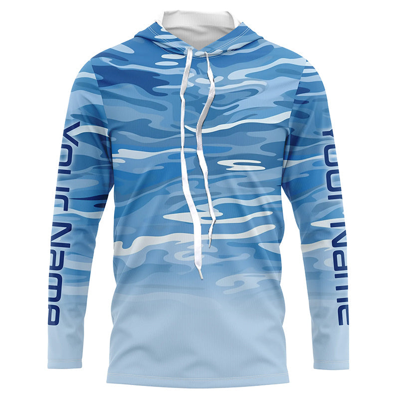 Blue Camo Custom Long Sleeve Tournament Performance Fishing For Charter Fishing Trip