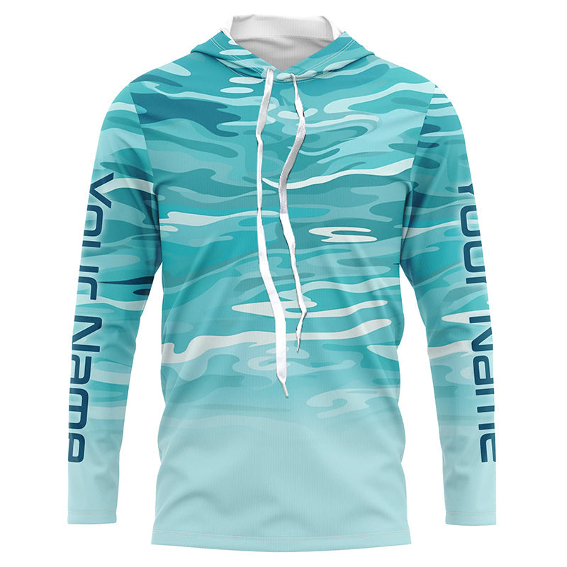 Blue Camo Custom Long Sleeve Tournament Performance Fishing For Charter Fishing Trip