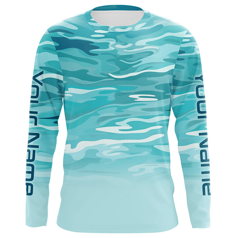 Blue Camo Custom Long Sleeve Tournament Performance Fishing For Charter Fishing Trip