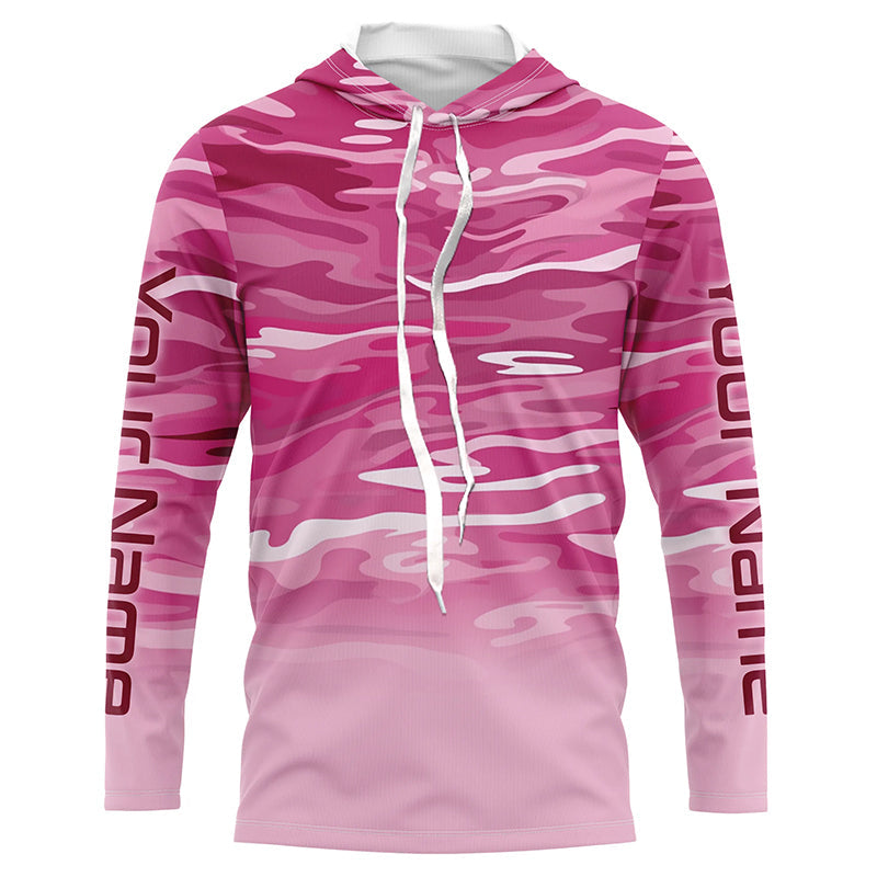 Pink Camo Custom Long Sleeve Tournament Performance Fishing For Charter Fishing Trip