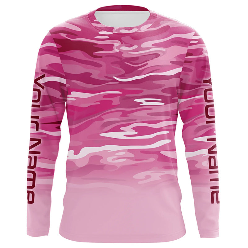 Pink Camo Custom Long Sleeve Tournament Performance Fishing For Charter Fishing Trip