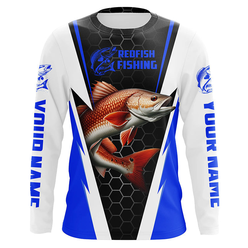 Custom Redfish Fishing, Redfish Fishing Long Sleeve Fishing Tournament | Blue