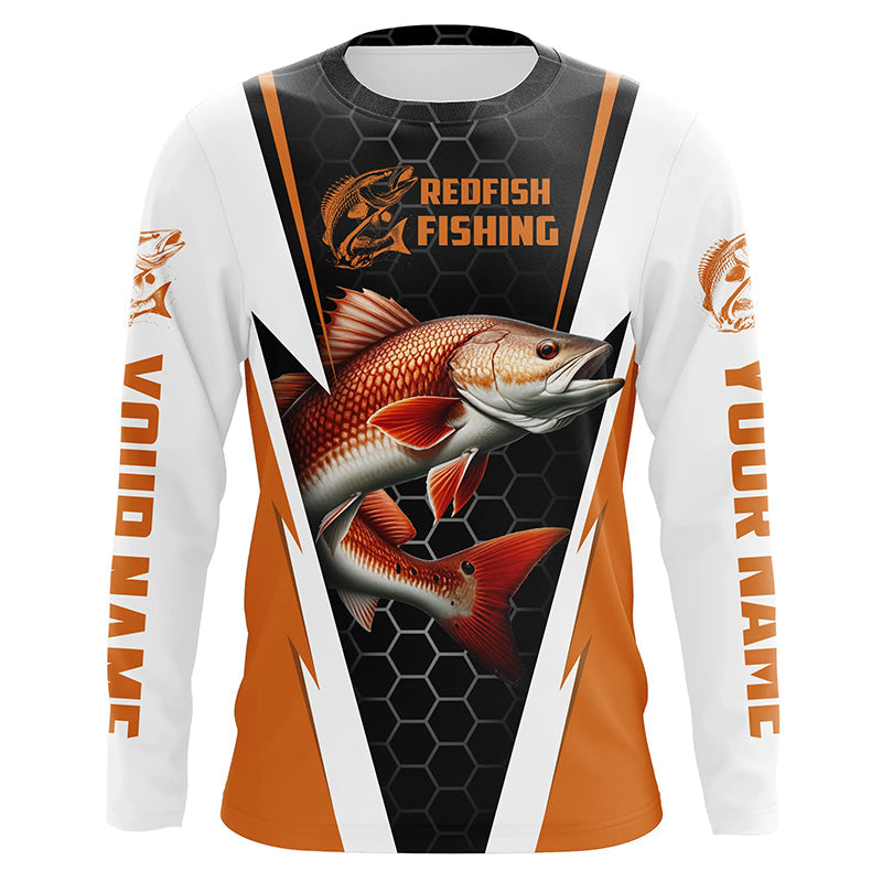 Custom Redfish Fishing, Redfish Fishing Long Sleeve Fishing Tournament | Orange