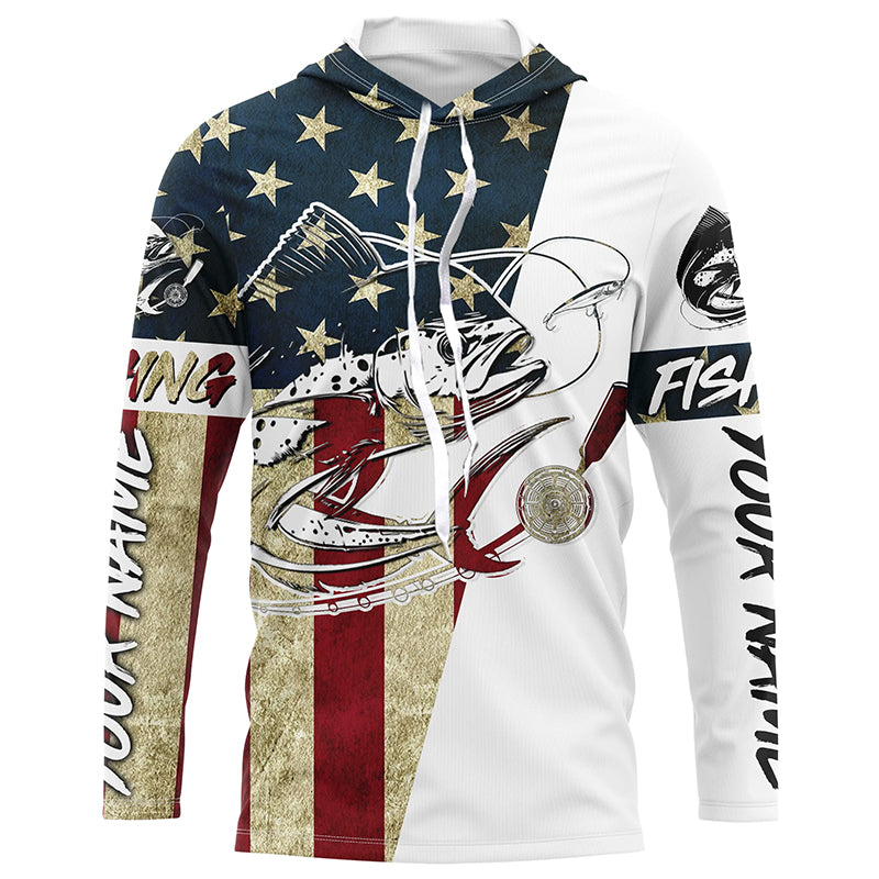 Custom American Flag Mahi Mahi Tattoo Camo Long Sleeve Fishing, Patriotic Mahimahi
