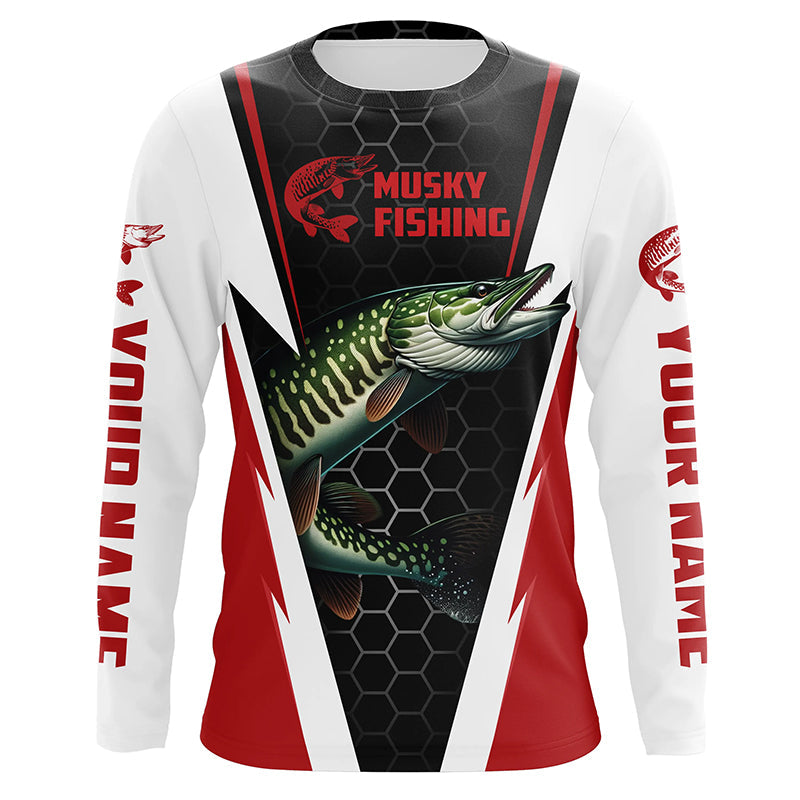 Personalized Musky Fishing Long Sleeve Tournament Fishing, Musky Fishing |Red