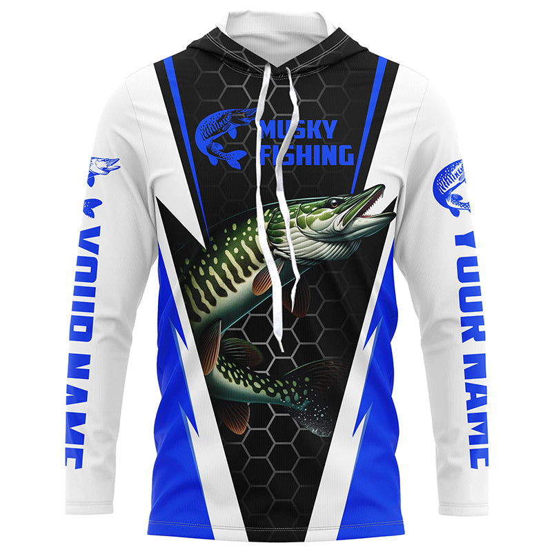 Personalized Musky Fishing Long Sleeve Tournament Fishing, Musky Fishing |Blue